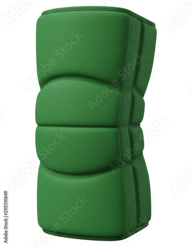 Green protective padded knee guard for athletic sports and safety isolated transparent background