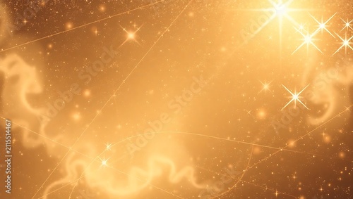 Ethereal galaxy background in gold and white, halo star effects, vector scene with 3D depth