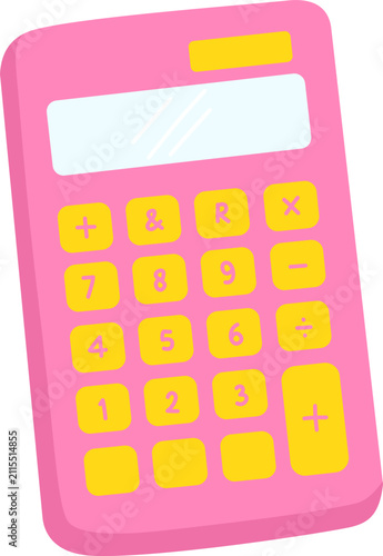 Bright Pink Calculator with Yellow Buttons for Fun Learning