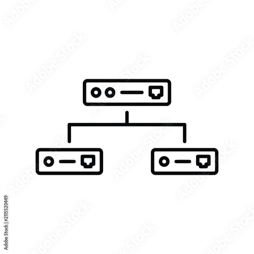 Network topology icon, server connection diagram, computer network structure, data transmission concept