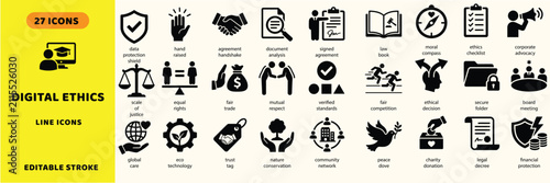 Quadro su tela Digital ethics vector icons
