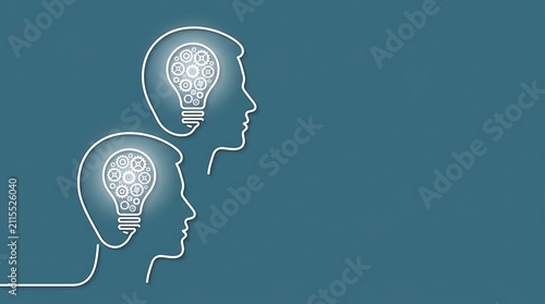 Creative lightbulb ideas forming a human head profile. Innovative concept of brainstorming and intelligence with glowing illumination.