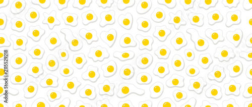 Fotografía Seamless Pattern of Fried Eggs with Yellow Yolks