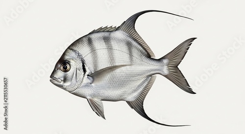 Silver-Striped Ocean Dweller: Realistic Detail, Clean Canvas