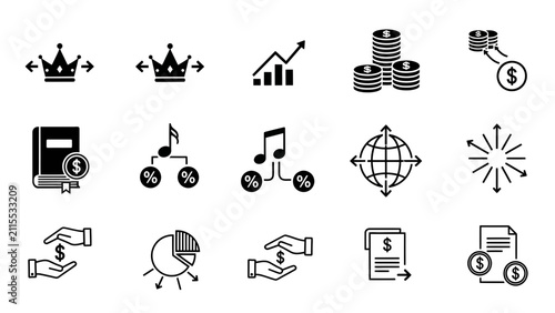 Business Icons: Finance, Growth, Investment, and Strategy Symbols