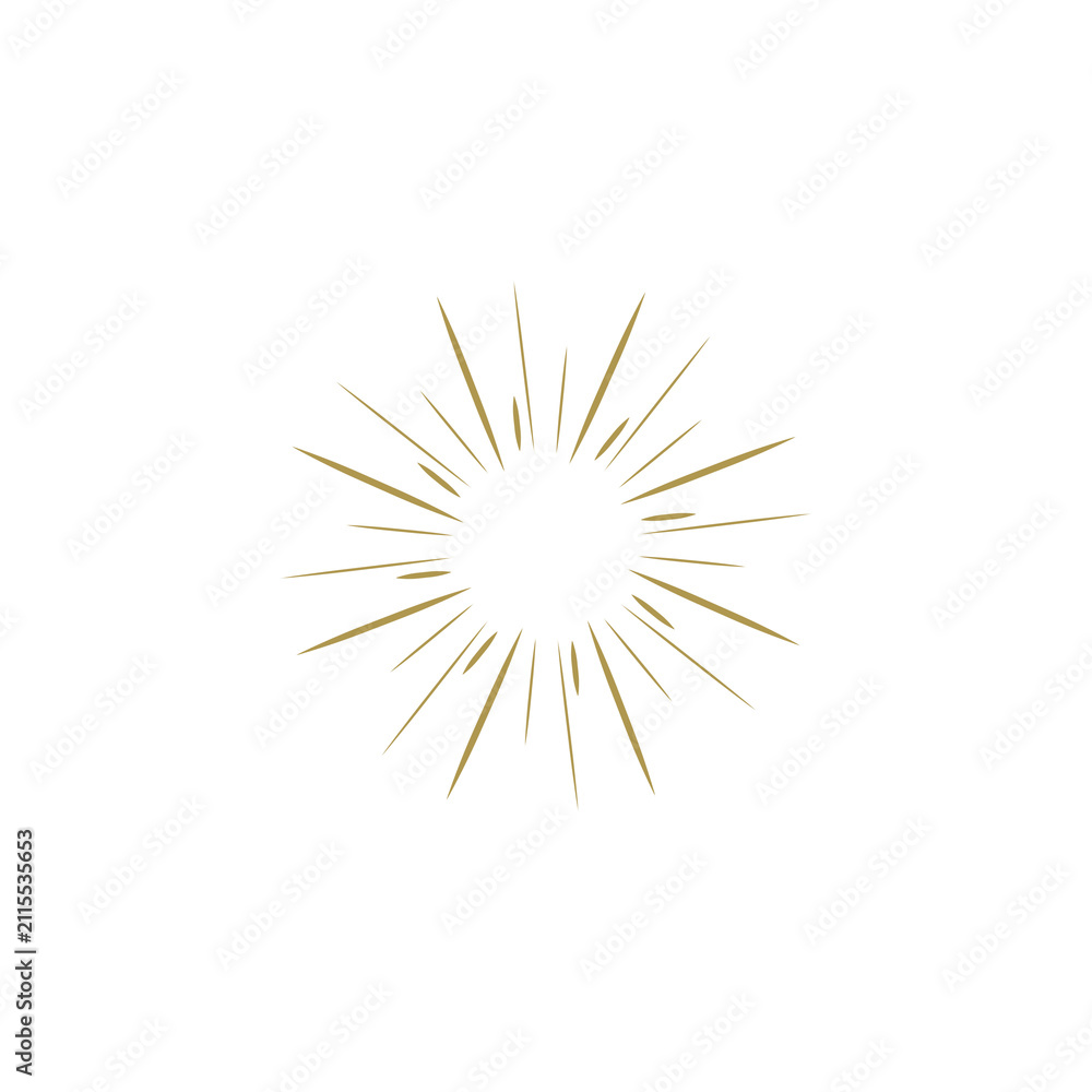 Fototapeta premium Gold Hand Drawn Sunburst Rays Illustration Vintage Retro Radiating Background Vector Style