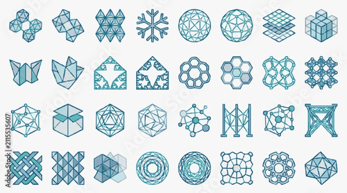 Geometric Wireframe Patterns and Shapes