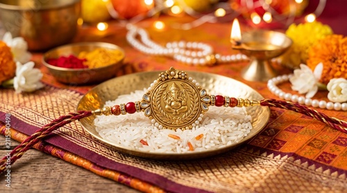 Indian festival Raksha Bandhan , colorful designer Rakhi or Wrist Band