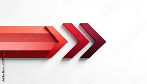 Three angled arrows in gradient red, pointing right on white