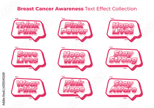 Breast Cancer Awareness Pink Text Effect Collection for Hope Campaigns