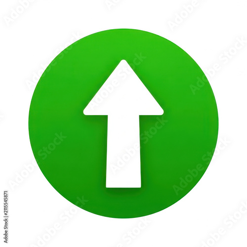 White arrow pointing up inside a green circle icon isolated on transparent background