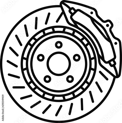 Outline icon of a high performance car brake disc and caliper assembly.