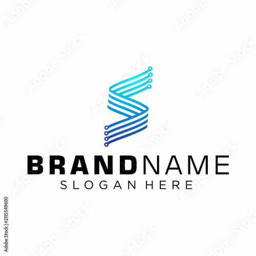 Letter S Tech Circuit Logo Vector