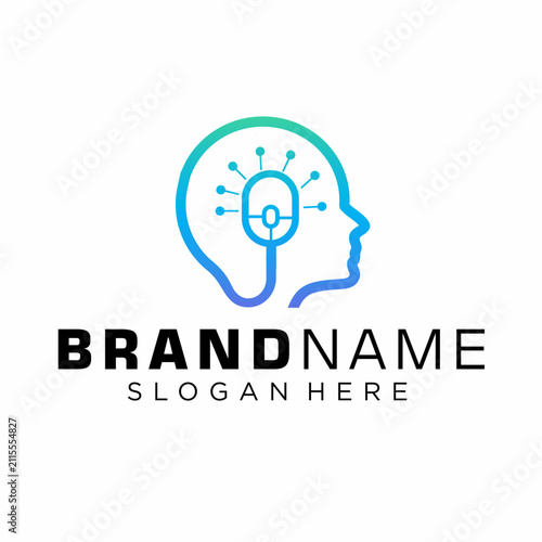 Head Mouse Computer Logo Vector