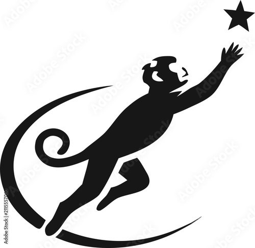 Canvas Print Modern wildlife monkey logo vector icon isolated on a white background