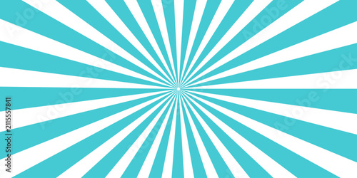 Foto A vibrant and dynamic radial burst pattern featuring alternating stripes of teal and white, emanating from a central point