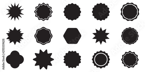 Fotografie Set of red price sticker, sale or discount sticker, sunburst badges icon