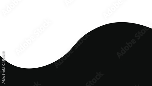 Obraz na plátně Abstract black white wave split background with smooth curved boundary creating