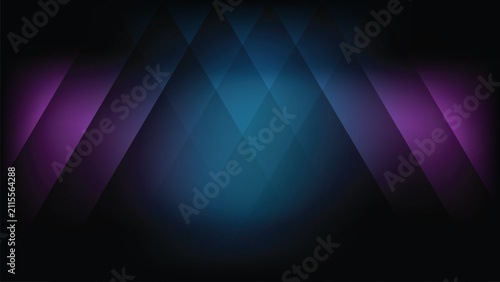 Abstract geometric dark background with glowing blue and purple intersecting diagonal lines vector EPS
