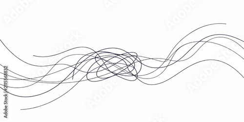 Foto Tangled Curved Lines Knot Abstract Concept Line Art Vector Illustration