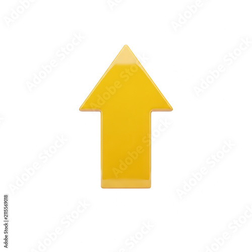 Bright yellow arrow pointing up isolated on transparent background
