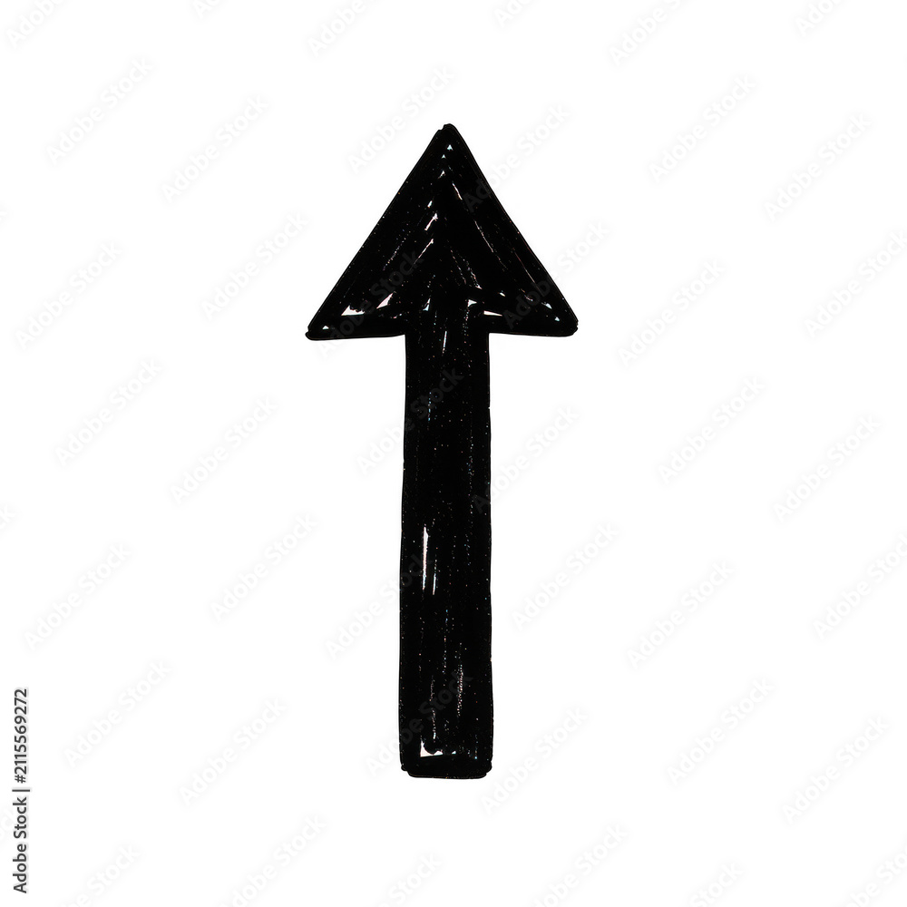 Fototapeta premium Black hand drawn arrow pointing up isolated on transparent background