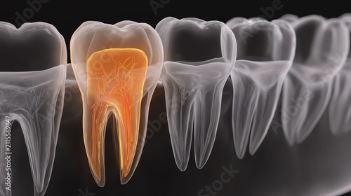 Detailed dental x-ray showcasing tooth anatomy.