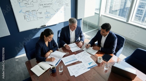 Focused Business Meeting Discussing Risk Mitigation Strategy And Planning