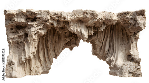 Natural limestone cave curtain formation with formation white background natural wonder environment geological landscape geology mineral with organic