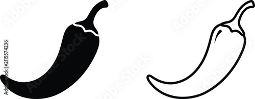 Chili Peppers in Black and White Vector Illustration