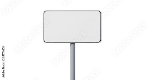 Blank metal road sign on a pole for information isolated on transparent background