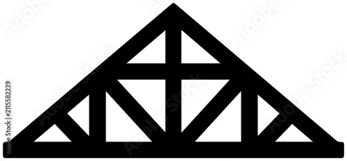 Solid black filled icon of triangular roof truss structure with architecture engineering building resource graphic design symbol