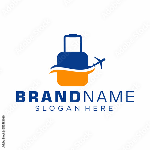 Travel Bag Plane Logo Vector
