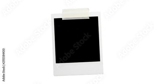 Empty polaroid photo frame with adhesive tape isolated on transparent background