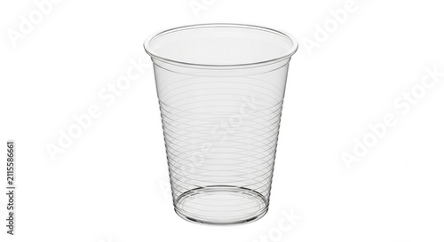 Empty clear plastic disposable cup for cold drinks isolated on transparent background