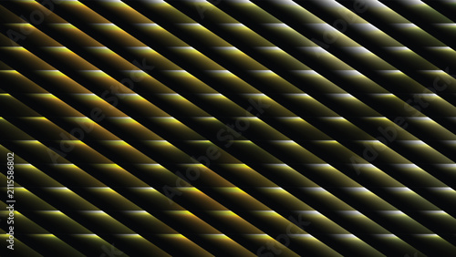 Abstract luxury dark background with glowing golden diagonal stripes and 3D metallic texture vector EPS