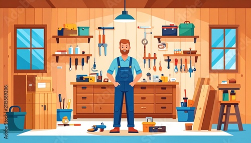 Man standing in a woodworking workshop.