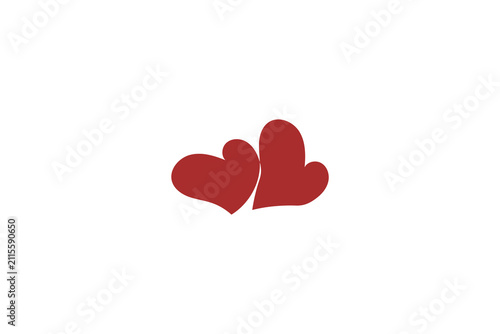 Two red hearts vector element for valentine day wedding invitation greeting card decoration design