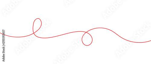 Red Ribbon String Heart Shape Decoration on White Background with Love Symbol, Valentine Gift Bow, Thread Design and Festive Christmas Isolated Ornament Art