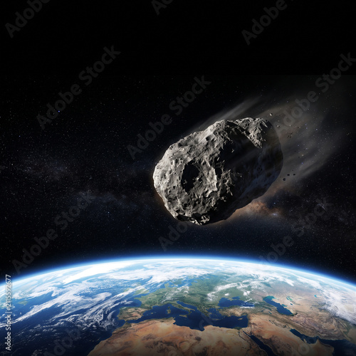 Obraz na płótnie Asteroid Approaching Earth From Space