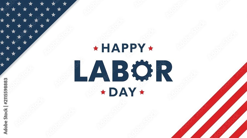 Obraz premium Happy Labor Day background vector illustration with American flag stars and stripes elements, patriotic banner design template for holiday celebration