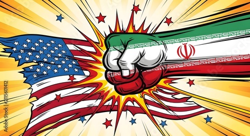 Us iran relationship concept pop art style