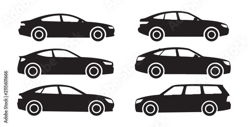 Konstfotografi Collection of Sedan and Station Wagon Car Silhouettes Side Profile