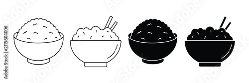 Obraz na płótnie Rice Bowl Icon Set – Steamed Rice, Asian Food Bowl, Japanese Cuisine, Chinese Me