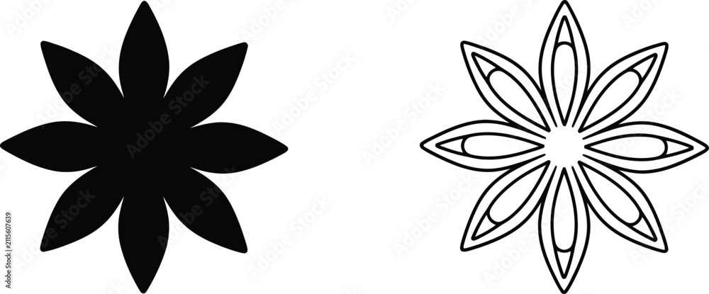 Obraz premium Flower with Intricate Petals in Black and White Vector Illustration