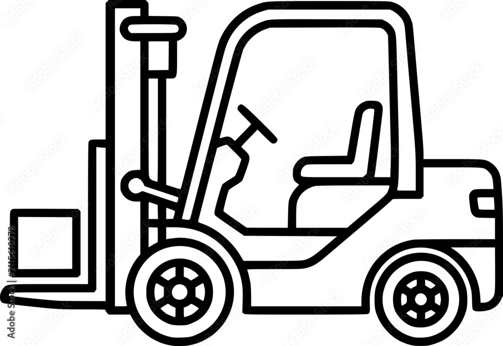 Fototapeta premium Forklift truck outline illustration