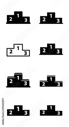 Set of Podium Icons for 1st, 2nd, and 3rd Place Winners, Winner's Platform Vector Graphics