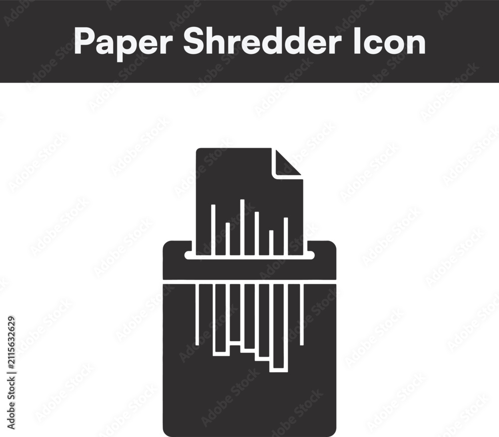 Obraz premium Paper shredder flat icon on white background for document destruction and data security