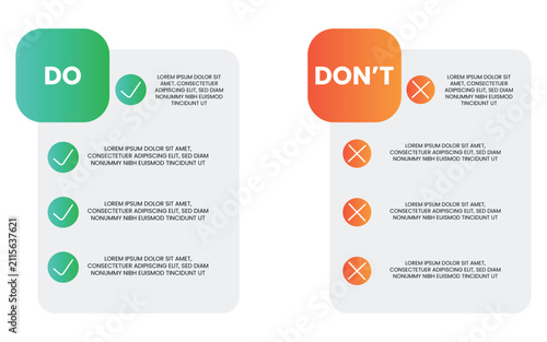 Vertical Do and Don't Guide Infographic with Green and Orange Checklist Panels