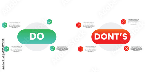 Canvas Print Horizontal Do and Don't Checklist Infographic with Green and Red Labels for Rule